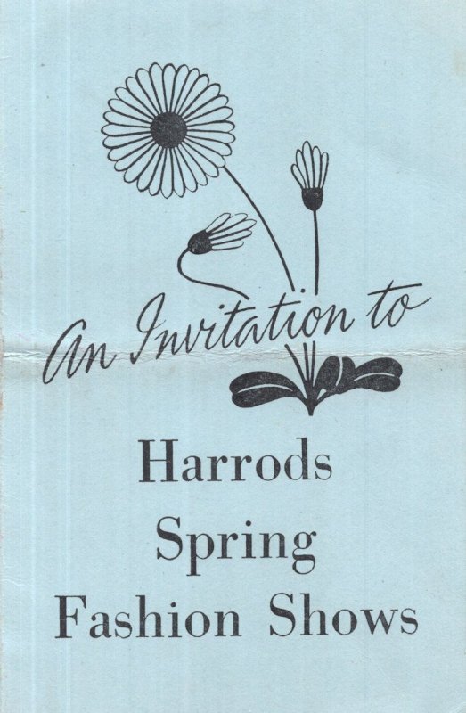 Harrods 1950s Clothes Fashion Show Invitation Card