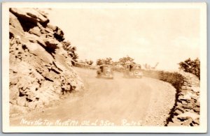 Top Of North Mountain Route 5 New York 1940s RPPC Real Photo Postcard Cars