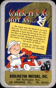 La Grange Illinois IL Burlington Motors Advertising Oil Pennzoil c1940 Postcard