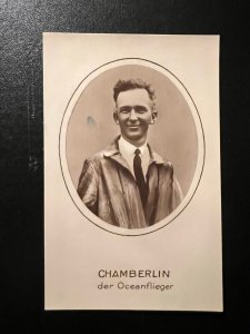 Mint Germany Aviation RPPC Portrait Postcard Clarence Chamberlain Ocean Flyer