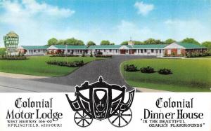 SPRINGFIELD, MO Missouri  COLONIAL MOTOR LODGE~Dinner House  c1950's Postcard