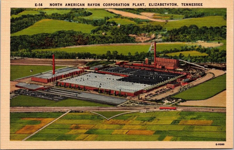 North American Rayon Plant Elizabethton TN Tennessee Linen Postcard VTG UNP 