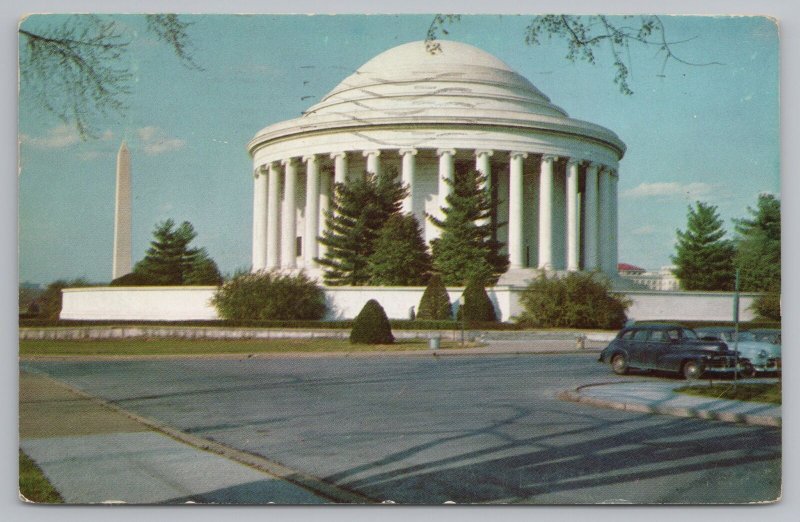 Washington DC~Jefferson Memorial~Cars Parking Lot~Washington Monument~1957 