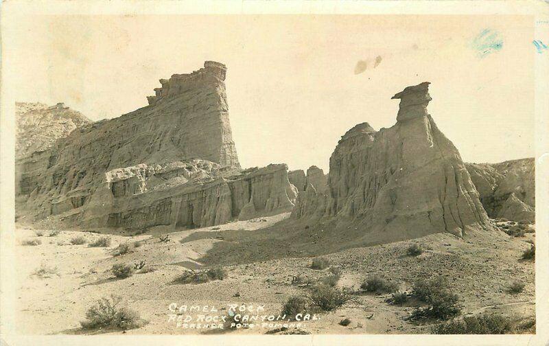 California Mojave Desert 1951 Kern RPPC Photo Postcard Camel Rock Frasher 3444