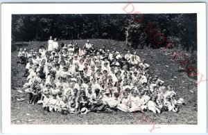 c1910s Lovely Huge Group Children RPPC People Photo Classy Young Men Women A155