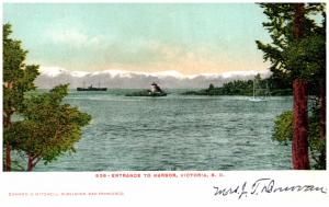 BC Victoria  ENTRANCE to HARBOR, Lighthouse, cargo ship, sailboat