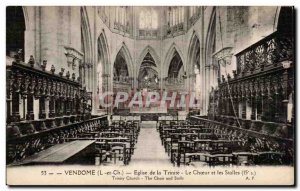 Old Postcard Vendome Church of the trinity and the choir stalls