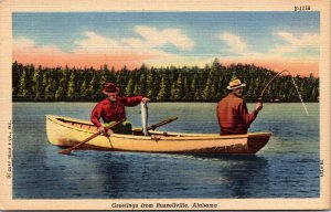 Postcard AL Greetings From Russellville Fishing Curt Teich LINEN 1947 V187