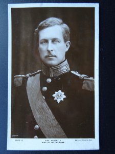 Belgium Royalty H.M. ALBERT lst KIng of the Belgians c1914 RP Postcard by Rotary