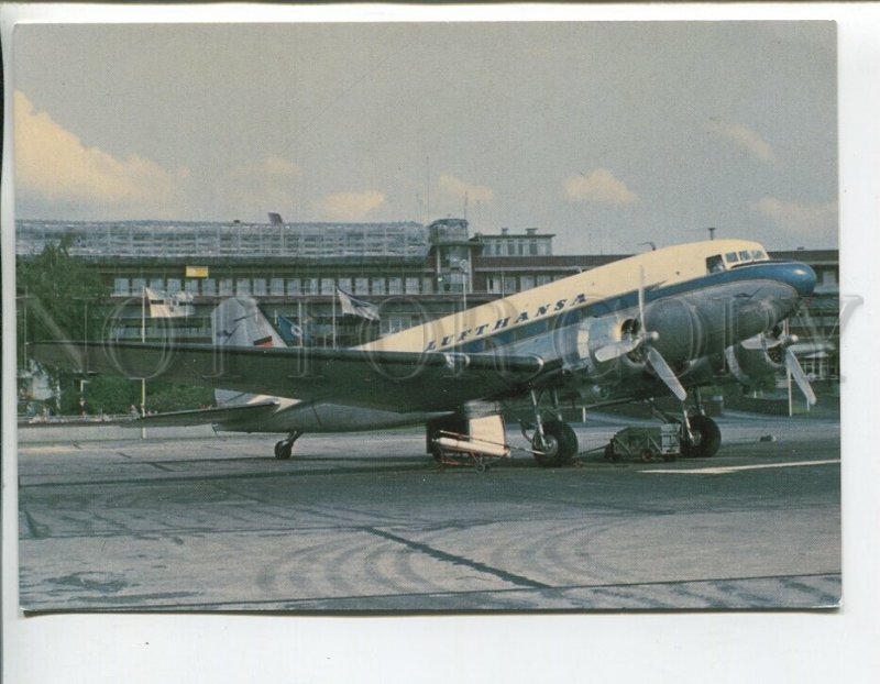 458739 plane airline Lufthansa at the airport advertising Old postcard