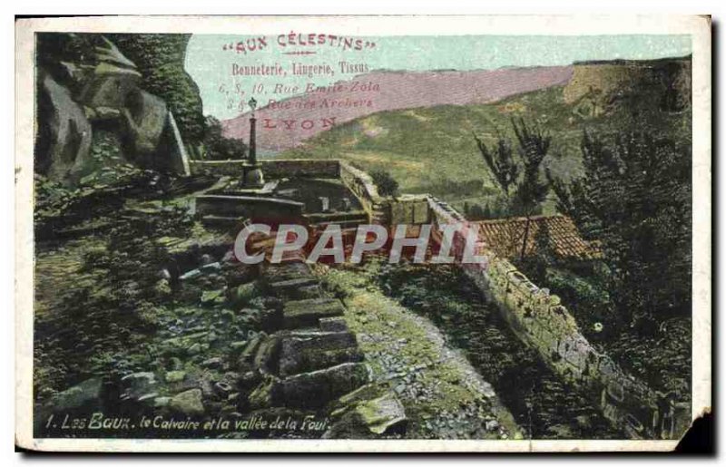 Old Postcard Les Baux Calvary and the valley of the Foul