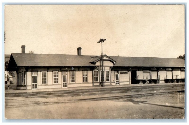 1931 Railroad Train Depot Collinsville Oklahoma OK RPPC Photo Posted Postcard