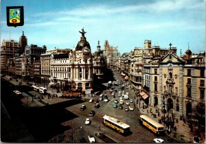 CONTINENTAL SIZE POSTCARD ALCALA STREET AND JOSE ANTONIO AVENUE MADRID SPAIN