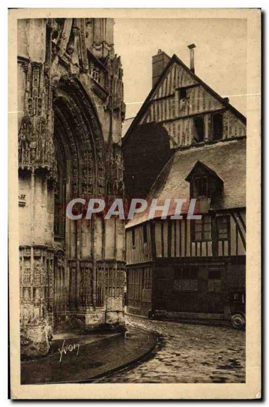 Old Postcard From Rouen to Havre Caudebec en Caux Renaissance door of Our Lad...