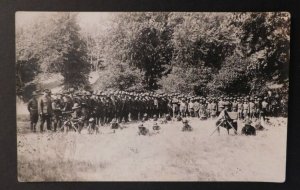 Mint 1918 Postcard RPPC US Army Soldiers w Machine Guns Lake Geneva WI WW1