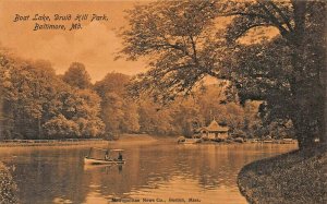 BALTIMORE MD~BOAT LAKE-DRUID HILL PARK~1910s SEPIA PHOTO POSTCARD