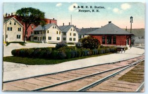 NEWPORT, NH NEW Hampshire ~ B. & M. RAILROAD DEPOT  1915   Postcard