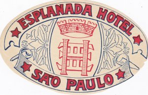 Brasil Sao Paulo Esplanada Hotel Vintage Luggage Label sk2460