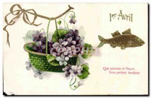  Festivals - Wishes - Poisson d' Avril - April Fool - fish and flowers - Vintage