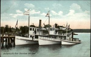 DAMARISCOTTA RIVER ME Steamboat Fleet c1910 Postcard