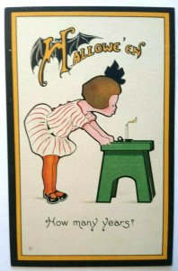 Halloween Postcard Nash Series 19 Black Orange Border Unused Antique