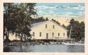 East Hampton Connecticut~Lake Pocotopaug-Carrier's Pavilion~Canoe on Rocks~1920s