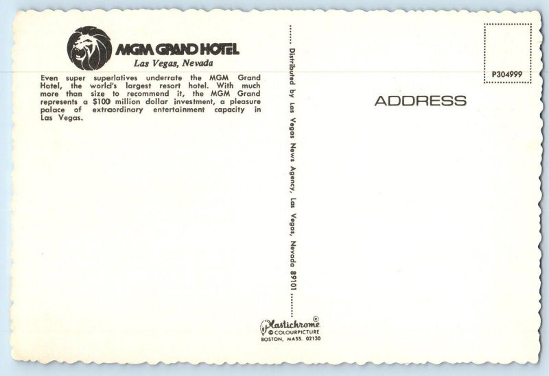 1960 Nevada NV Postcard Greetings From Las Vegas MGM Grand Hotel Resort Building