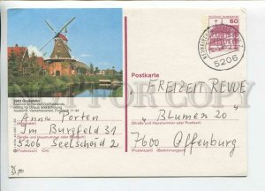 449799 GERMANY 1983 Grossefehn windmill real posted POSTAL stationery postcard