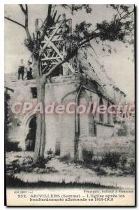 Postcard Old Church Grivillers After the German bombing