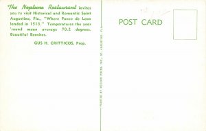 St. Augustine Florida 1950s Postcard The Neptune Restaurant