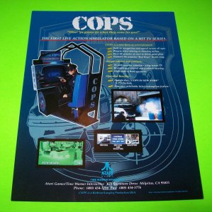 Cops Original NOS Video Arcade Game Promo Flyer Based On TV Series 1994