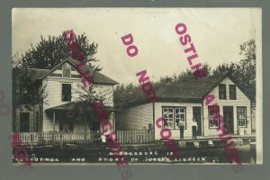 Swedesburg IOWA RPPC 1908 GENERAL STORE nr Mt. Pleasant Washington TINY! 90 ppl