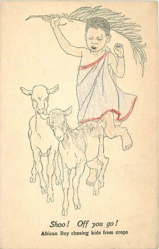 1920s Goat hand colored child artist impression Postcard 22-10870