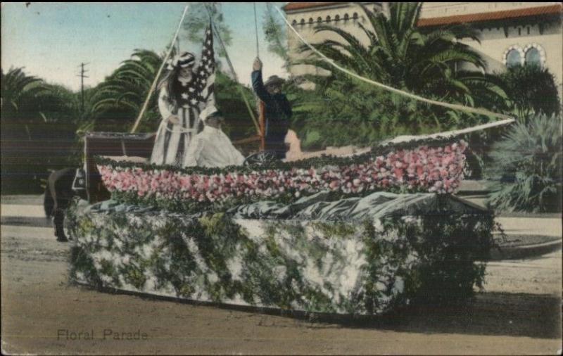 Pomona CA Cancel - Parade Float - Patriotic Theme c1910 Postcard