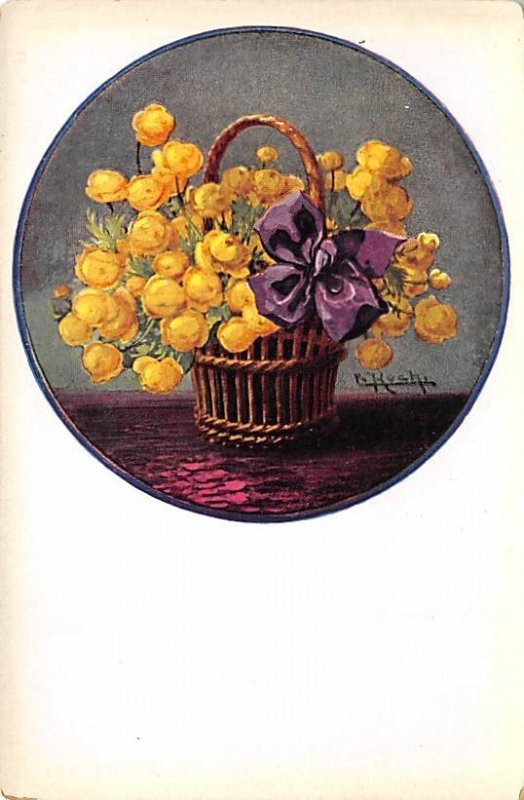 Flowers in a Basket Still Life Unused 