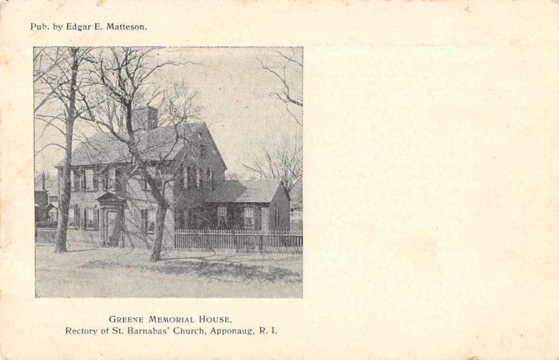 Apponaug Rhode Island Greene Memorial House Vintage Postcard AA7120