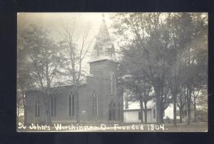 RPPC WORTHINGTON OHIO ST. JOHNS CHURCH VINTAGE REAL PHOTO POSTCARD AZO