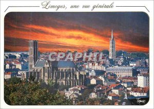 Modern Postcard Limoges a general view the first map St Etienne Cathedral and...