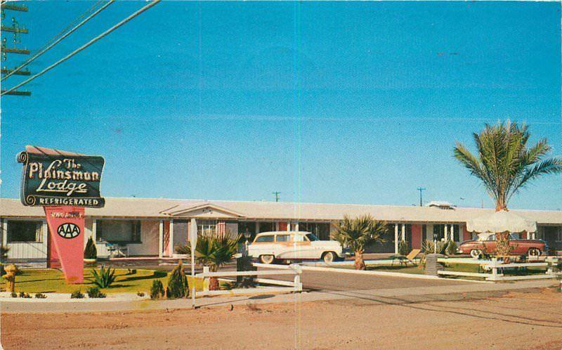 Autos 1960s MESA ARIZONA Plainsman Arizona roadside Petley postcard 3619