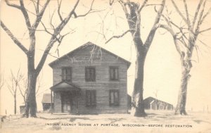 F90/ Portage Wisconsin Postcard c1920s Indian Agency House