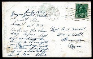 dc1058 - FORT WILLIAM Ontario Postcard 1913 Steamer HAMONIC Northern Navigation