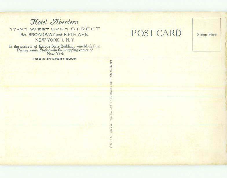 Five Views On One Postcard - Aberdeen Hotel New York City NY HQ0416