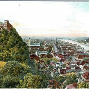 1907 Heidelberg Germany Postcard Castle River Neckar Bridge Church Red Roof A369