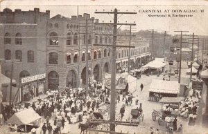 Dowagiac Michigan Carnival Scene, 1907, B/W Photo Print Vintage Postcard U10992