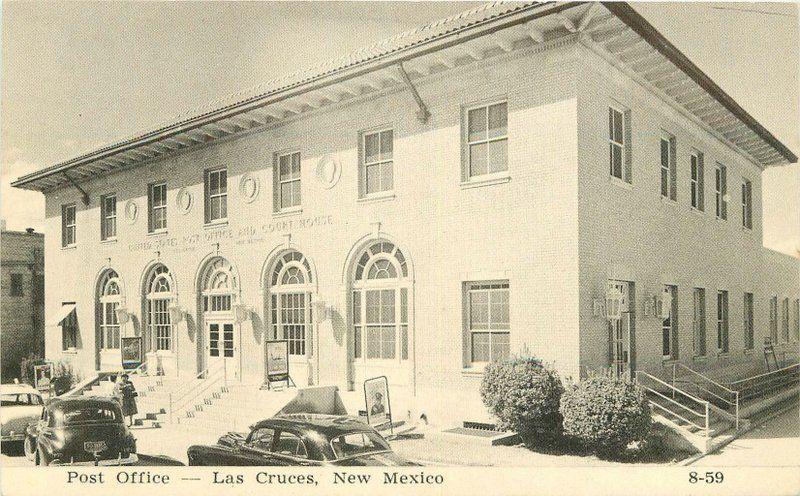 Autos Post Office Las Cruces New Mexico RPPC real photo postcard  7951