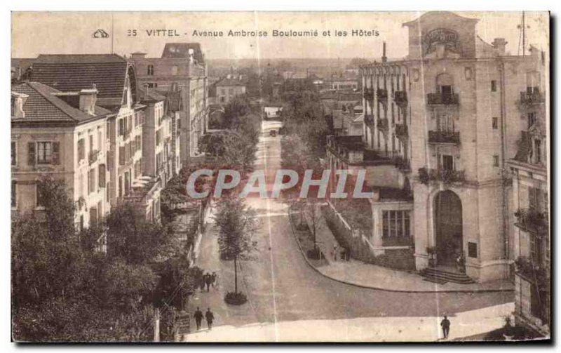 Old Postcard Vittel Avenue Ambroise Bouloumie and Hotels