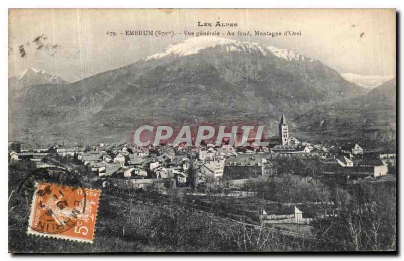 Old Postcard Embrun Vue Generale Au Fond Mountain of Orel