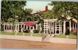 Entrance to Lewis Bay Lodge, Hyannis MA Hand Colored Vintage Postcard B03