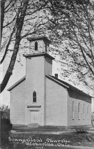 Hicksville Ohio~Evangelical Church~c1910 Blue Sky CU Williams Postcard
