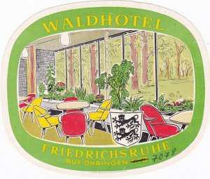 Germany Friedrichsruhe Waldhotel Vintage Luggage Label sk3294